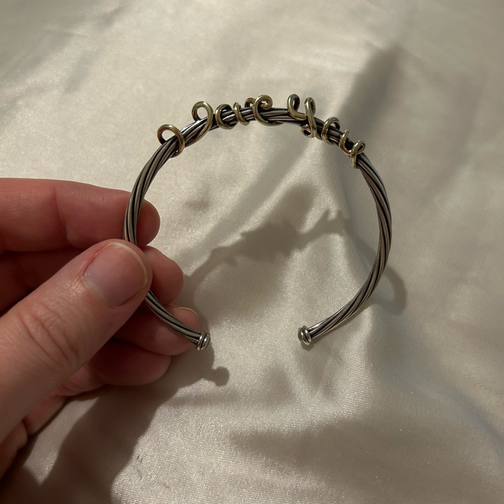 David Yurman Silver and Gold 'I Love You' Cable Bracelet